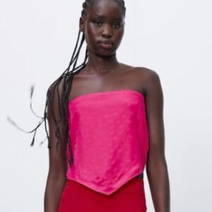 Zara Jacquard pink bandana top